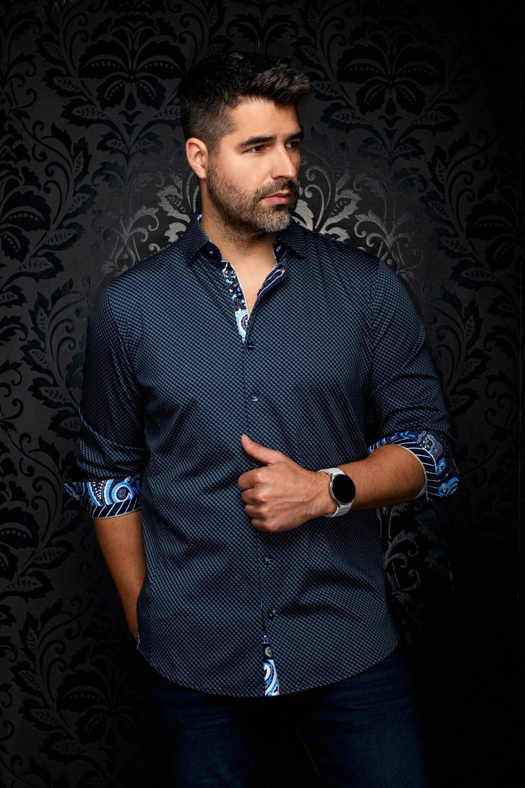 SANLUCA SHIRT "NAVY TOBACCO"