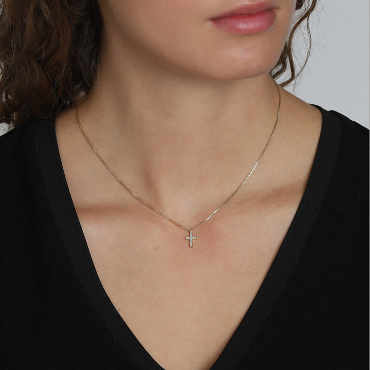 CLARA CRYSTAL CROSS NECKLACE "GOLD PLATED"