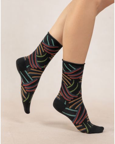 VELVET CLAW PRINT SOCKS - BLACK 39/41