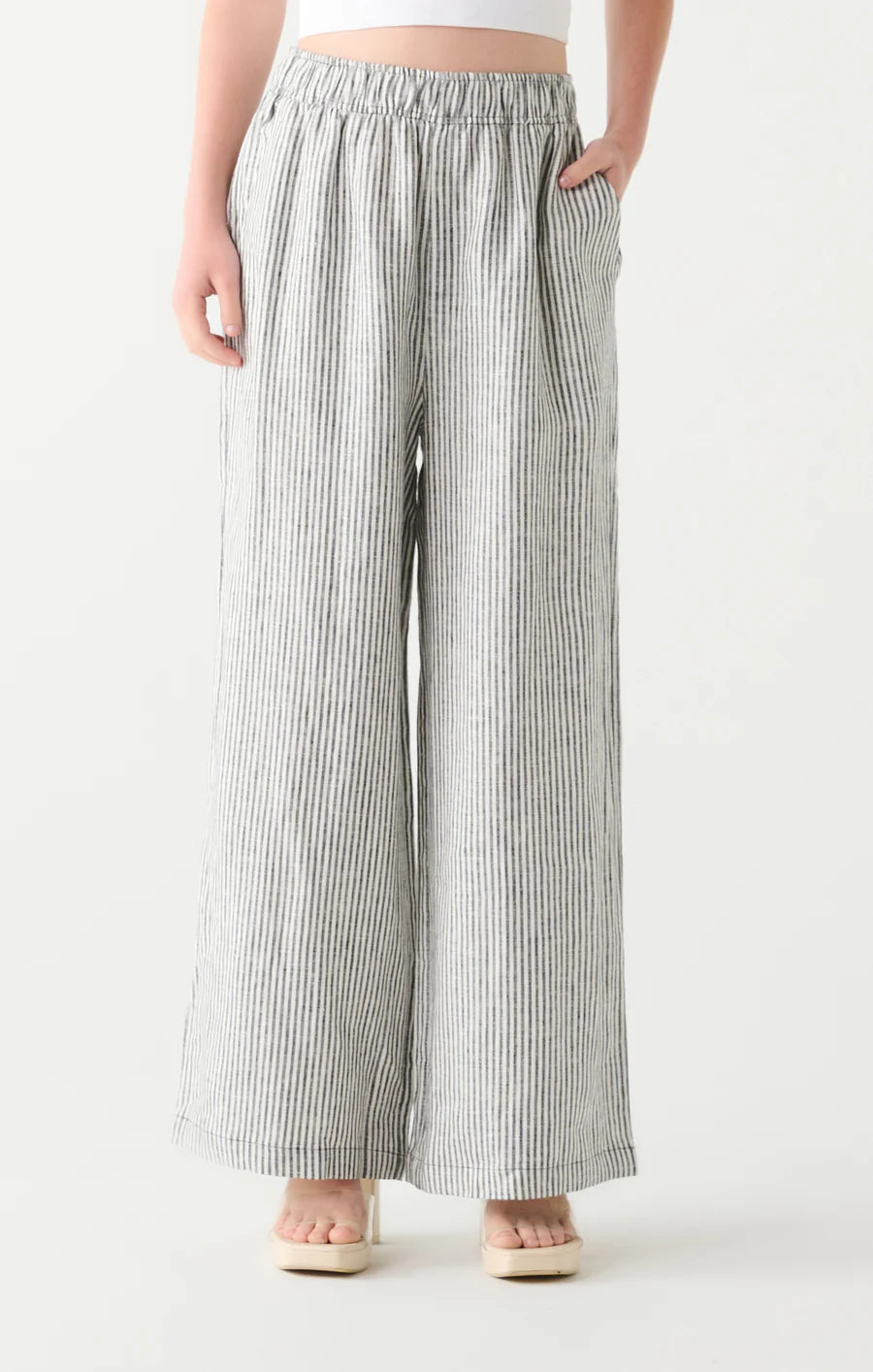 PINSTRIPED WIDE LEG PANTS