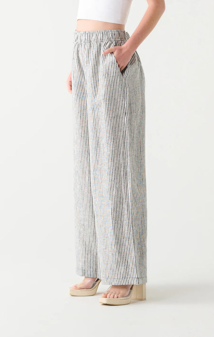 PINSTRIPED WIDE LEG PANTS