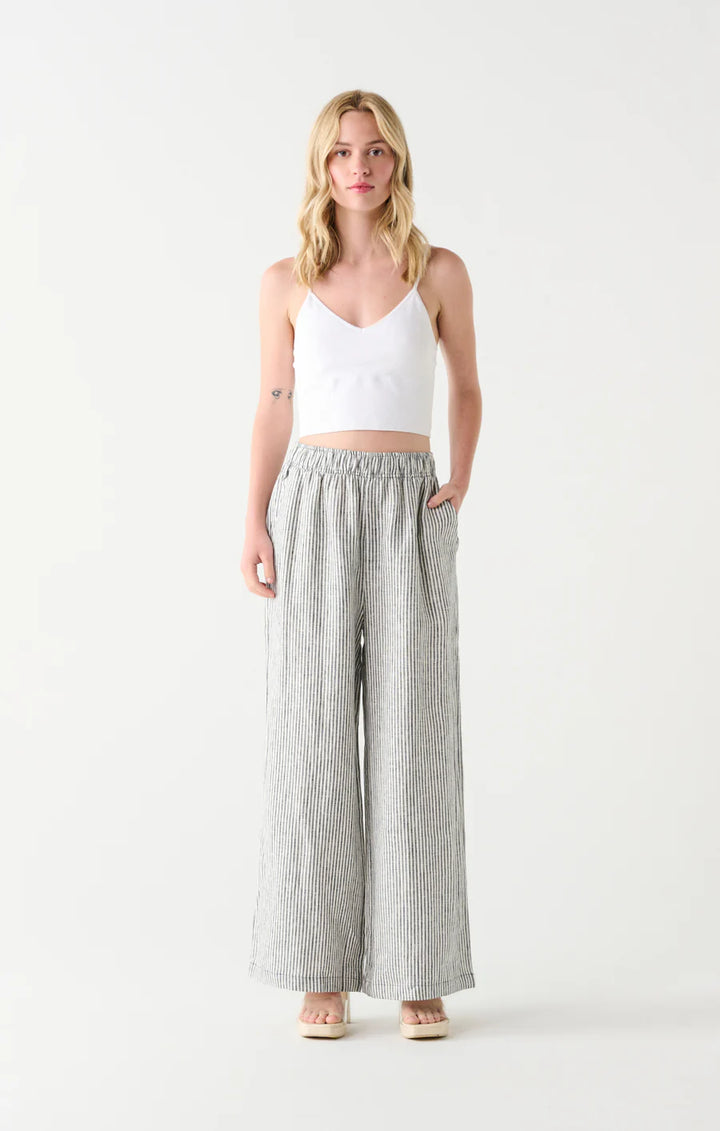 PINSTRIPED WIDE LEG PANTS