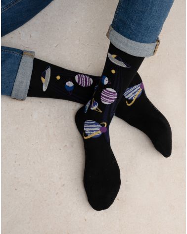 COTTON PLANET SOCKS - BLACK 39/42