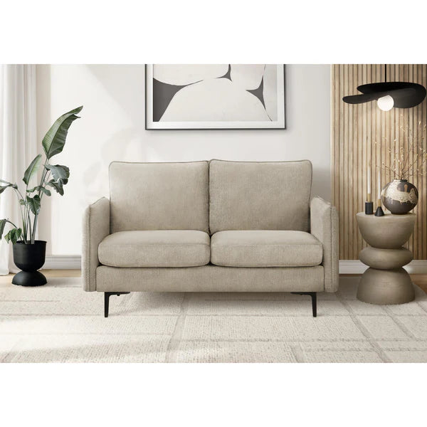 LOVESEAT WITH BLACK METAL LEGS "BEIGE"