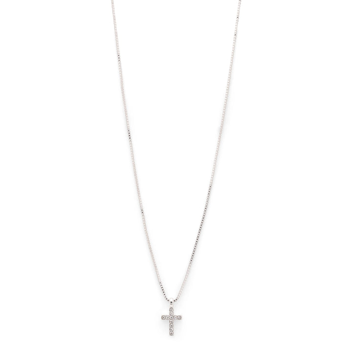 CLARA CRYSTAL CROSS NECKLACE "SILVER PLATED"