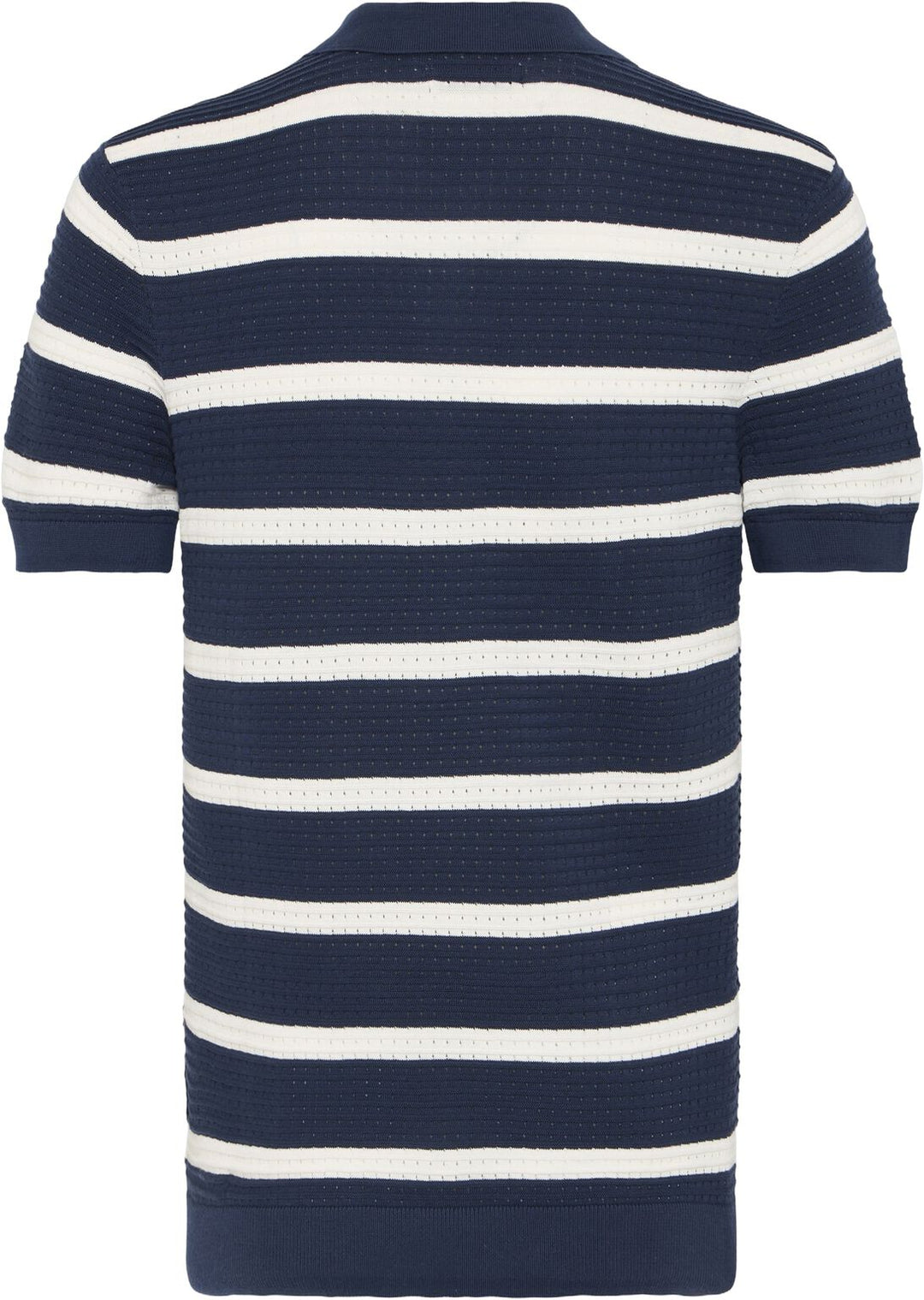CFDAHLIN SS STRIPED POLO KNIT "NAVY BLAZER"