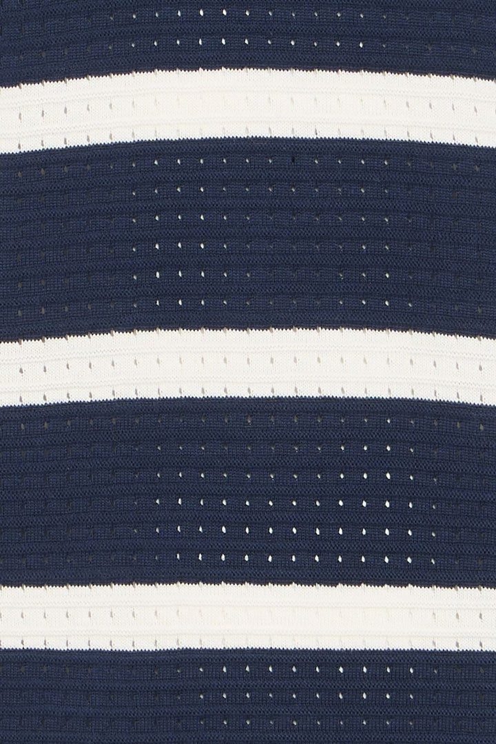 CFDAHLIN SS STRIPED POLO KNIT "NAVY BLAZER"
