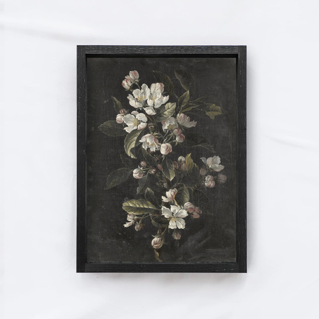 DARK FLORAL VINTAGE FLOWER A207 BLACK WASH 12X9&