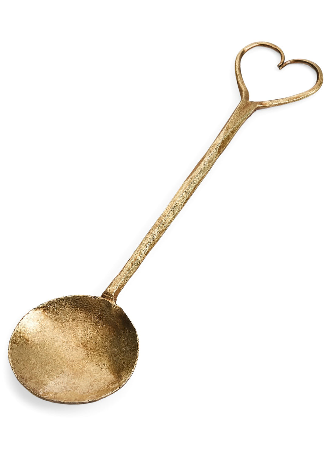 DECO HEART SPOON HAND HAMMERED IRON ANTIQUE BRASS