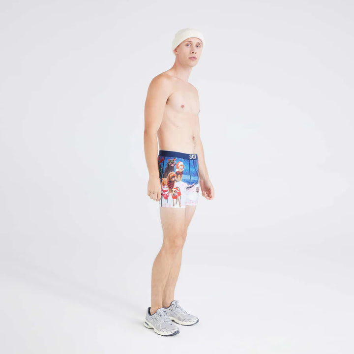 VOLT BREATHABLE MESH BOXER BRIEF 5" "DOGS OF SAXXMAS - BLUE"