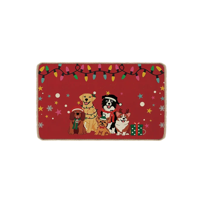 CHRISTMAS DOGS POLY MAT 1.5X2.5 (45X75CM)