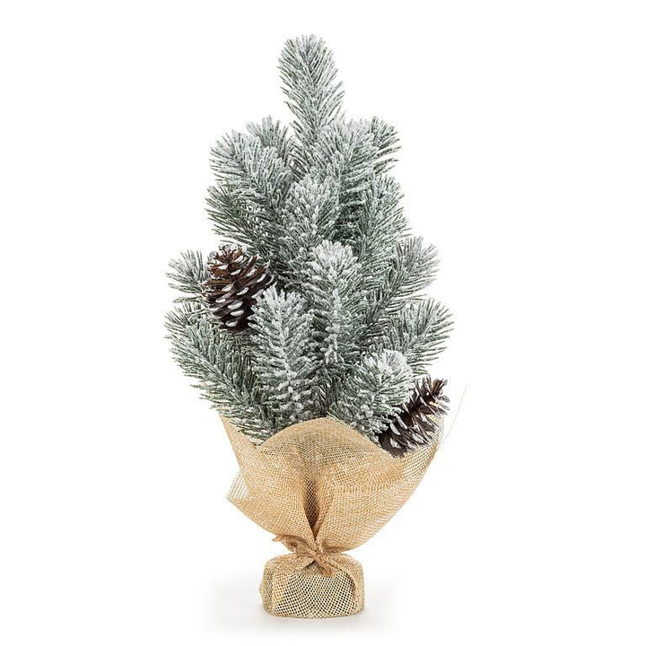 THICK SNOW DUSTED PINE TREE - 12''H