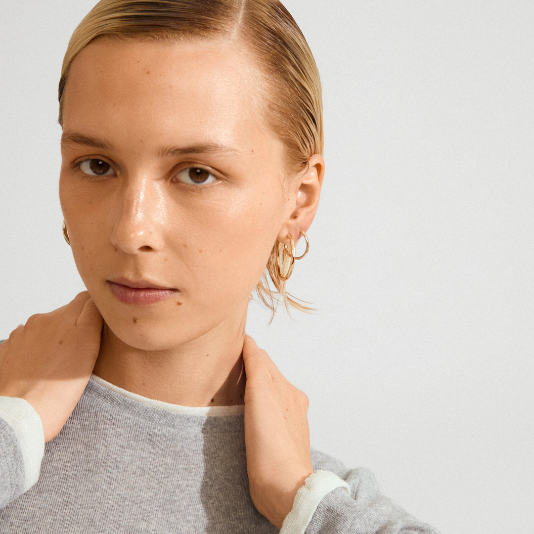 EVE HOOP EARRINGS 2-IN-1 SET "GOLD PLATED"