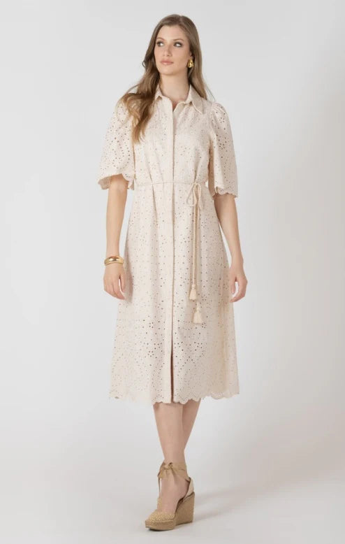 EMBROIDERED SHIRT DRESS "ECRU"