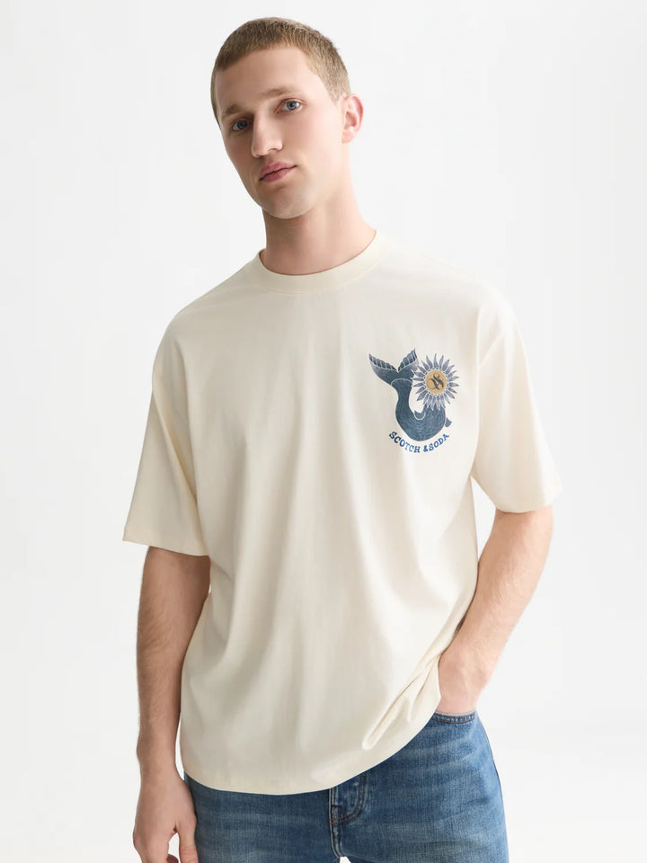 FRONT AND BACK ARTWORK LOOSE-FIT T-SHIRT "EGGNOG"