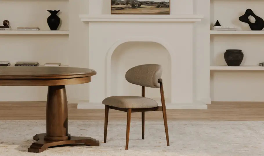 ELLIE DINING CHAIR PERFORMANCE FABRIC "LIGHT BROWN"