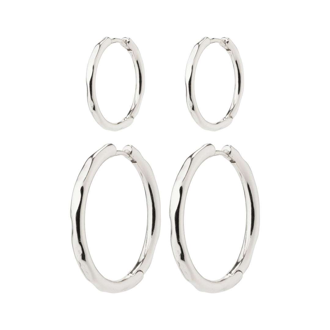 EVE HOOP EARRINGS 2-IN-1 SET "SILVER PLATED"
