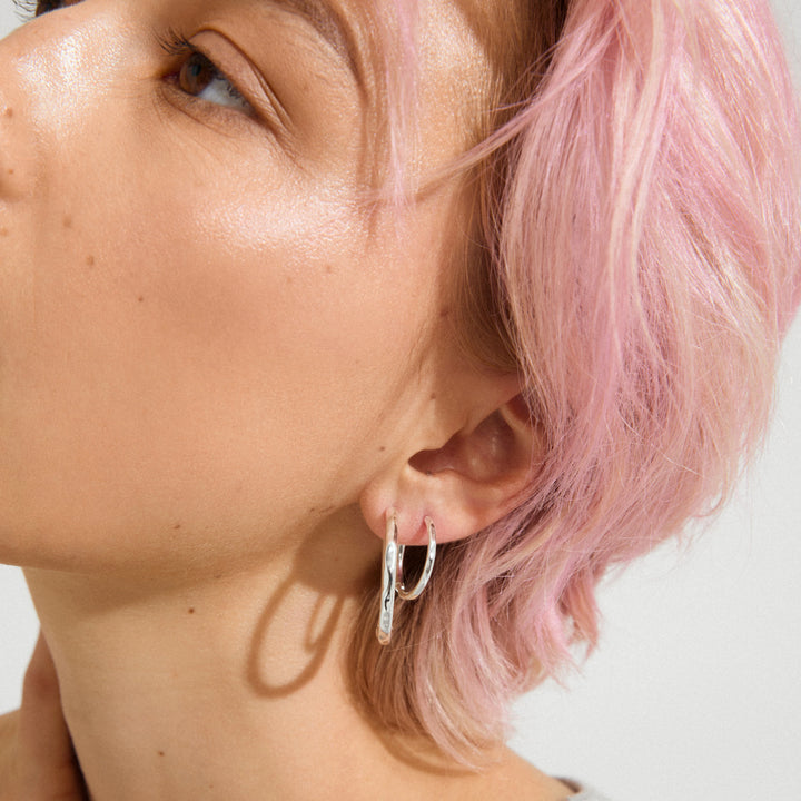 EVE HOOP EARRINGS 2-IN-1 SET "SILVER PLATED"
