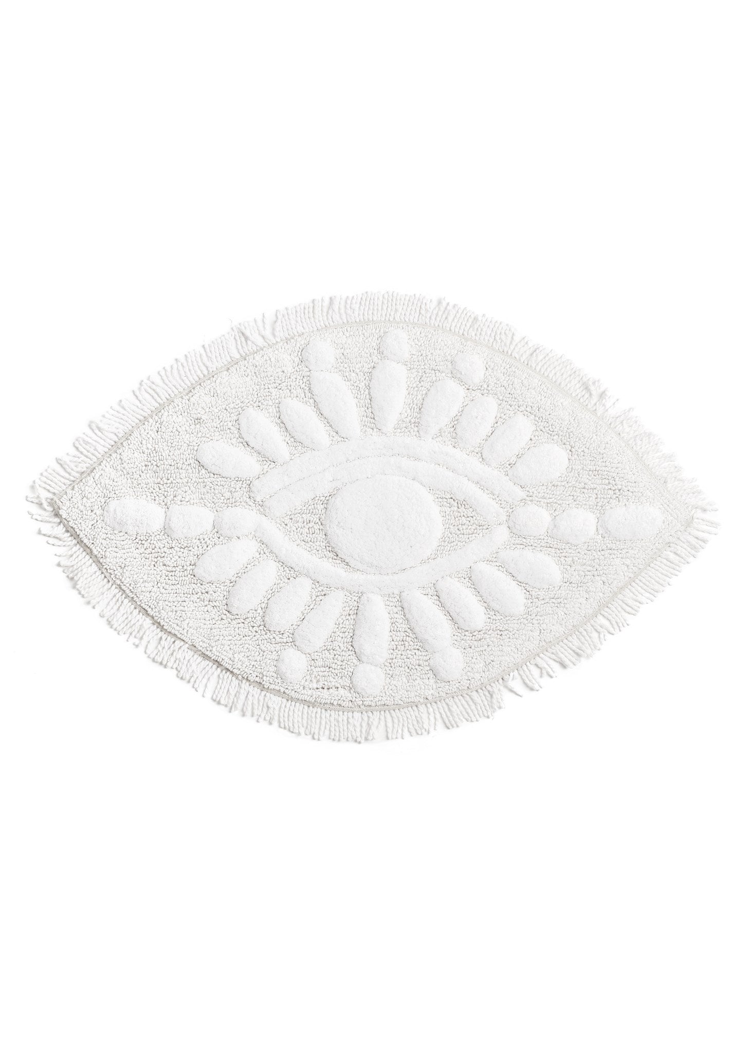 COTTON TUFTED EYE BATHMAT - WHITE