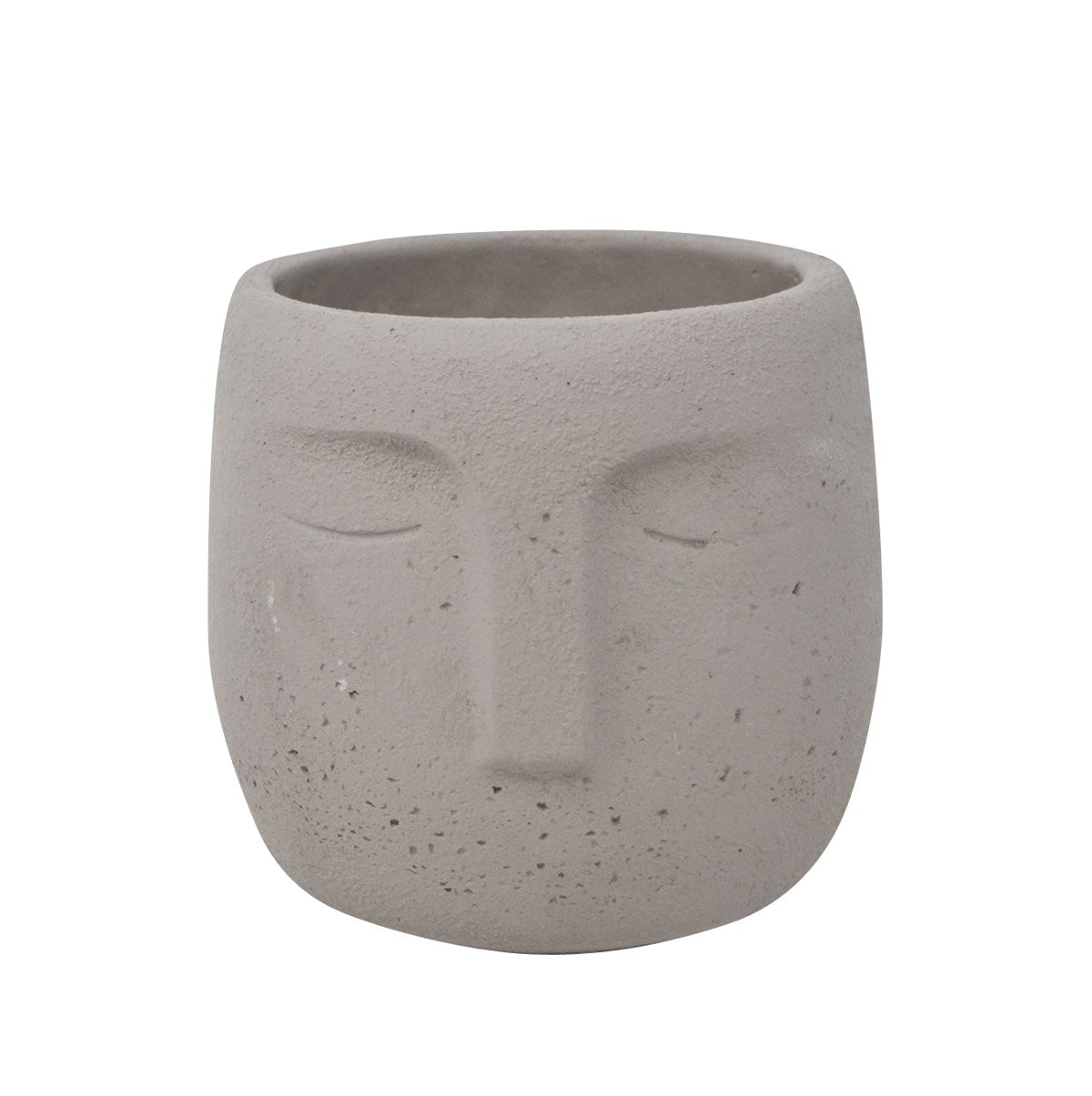 CEMENT FACE VASE 14.5X14.5X14CM