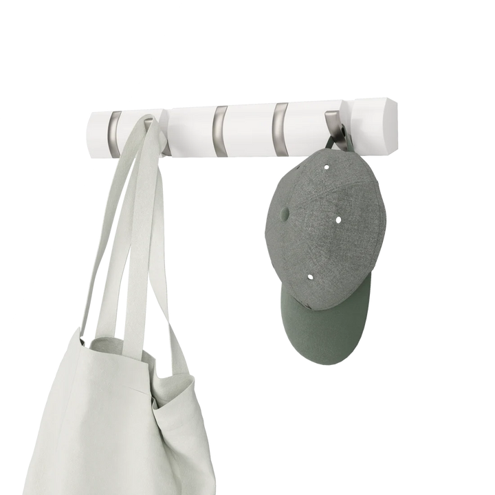 FLIP 5 WALL HOOK "WHITE/NICKEL"