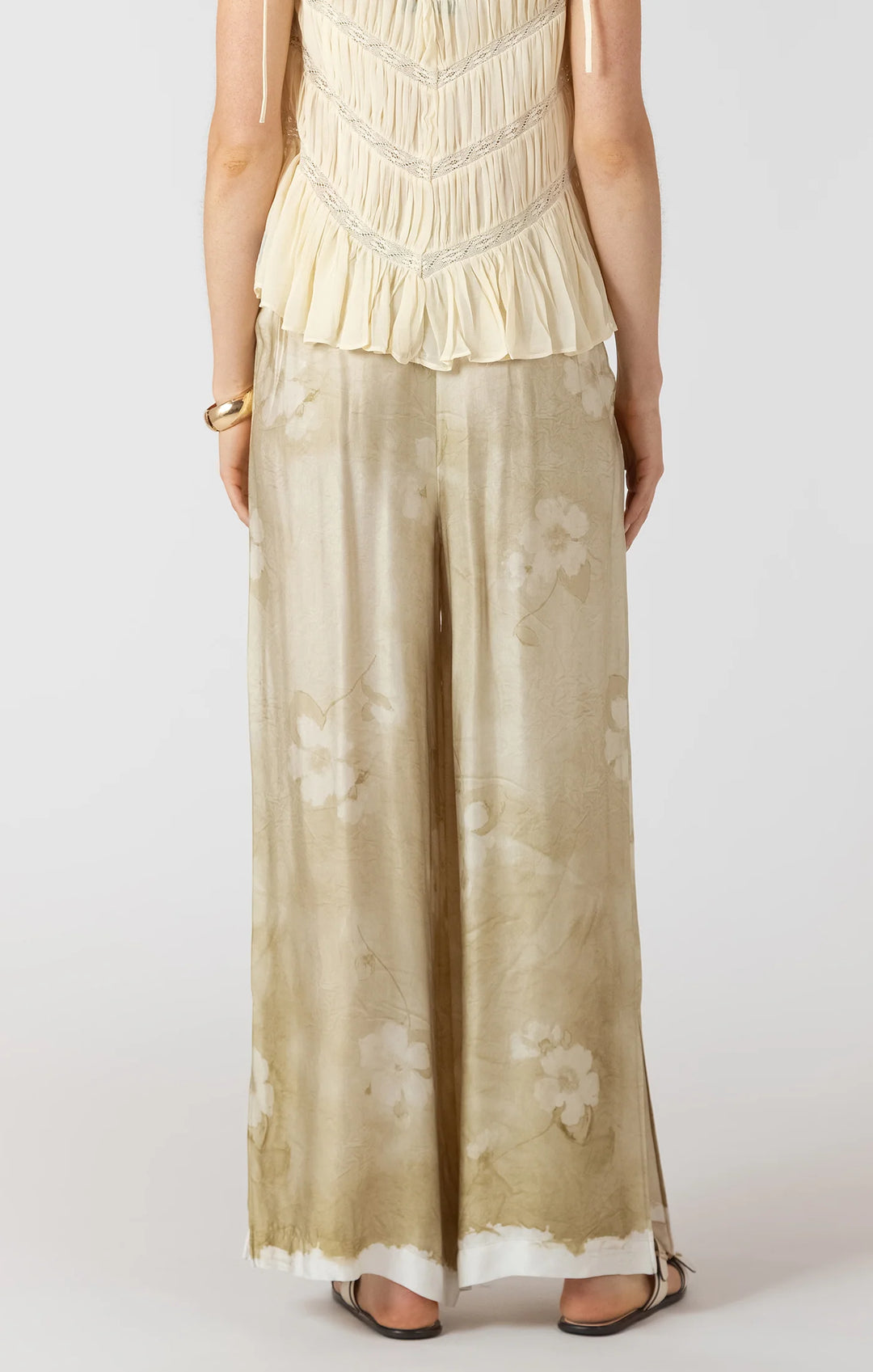 WIDE LEG FLOWY PANTS "SUBTLE FLORAL"