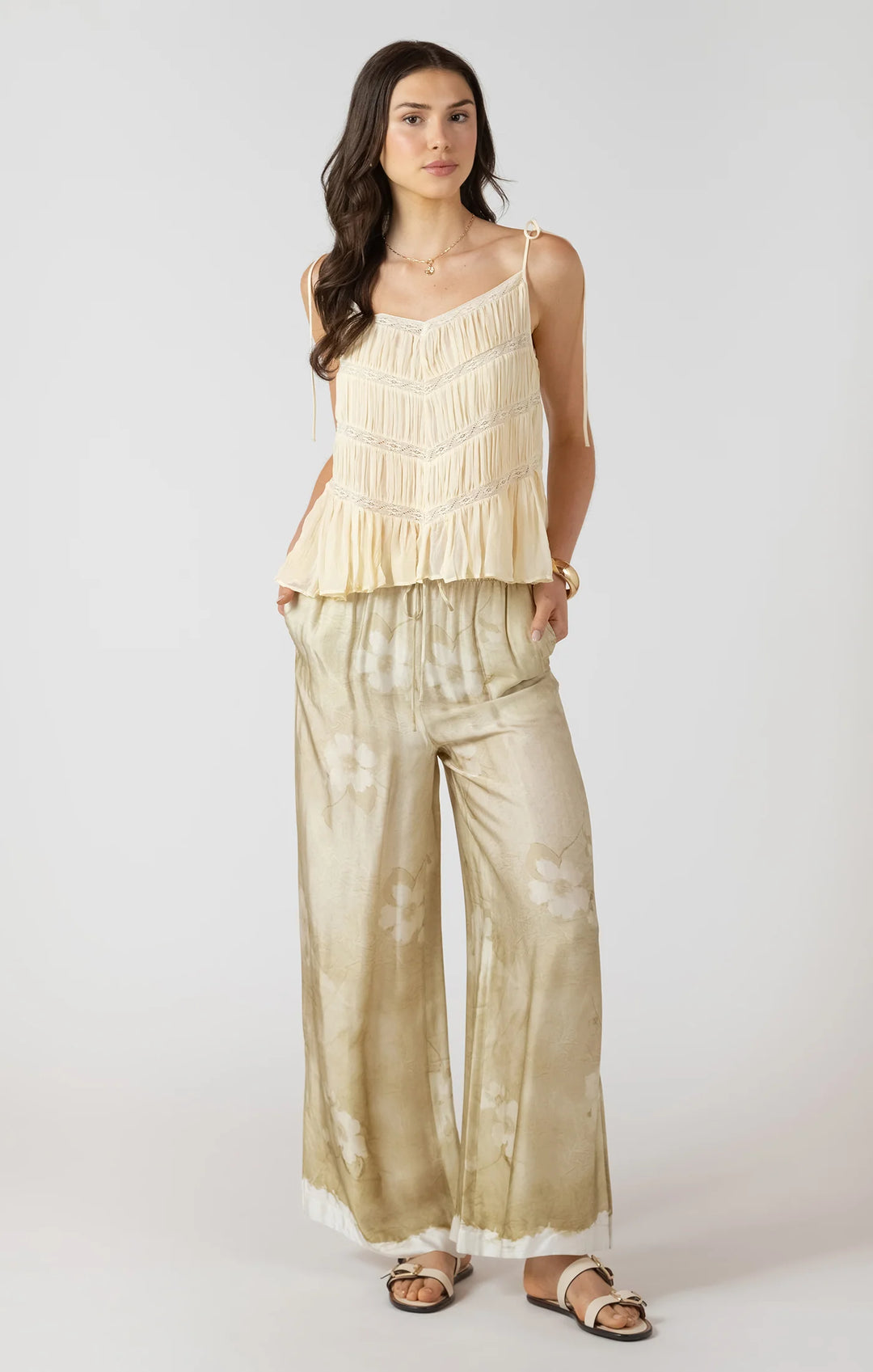 WIDE LEG FLOWY PANTS "SUBTLE FLORAL"