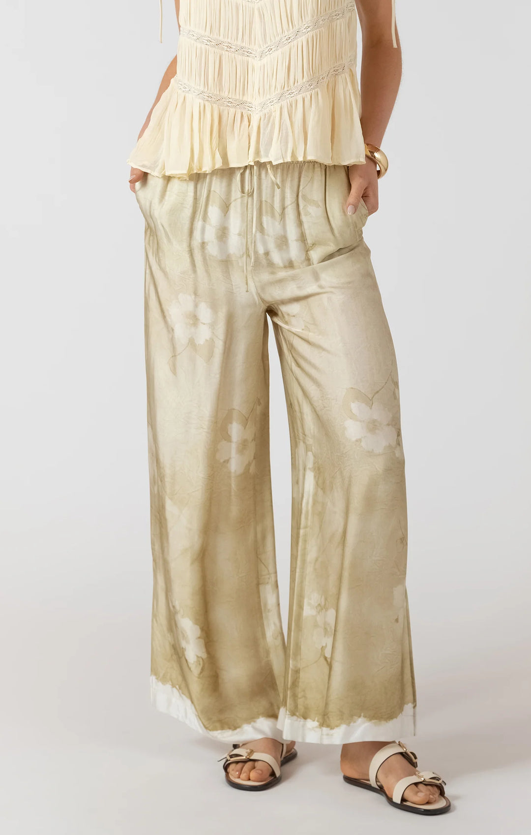 WIDE LEG FLOWY PANTS "SUBTLE FLORAL"