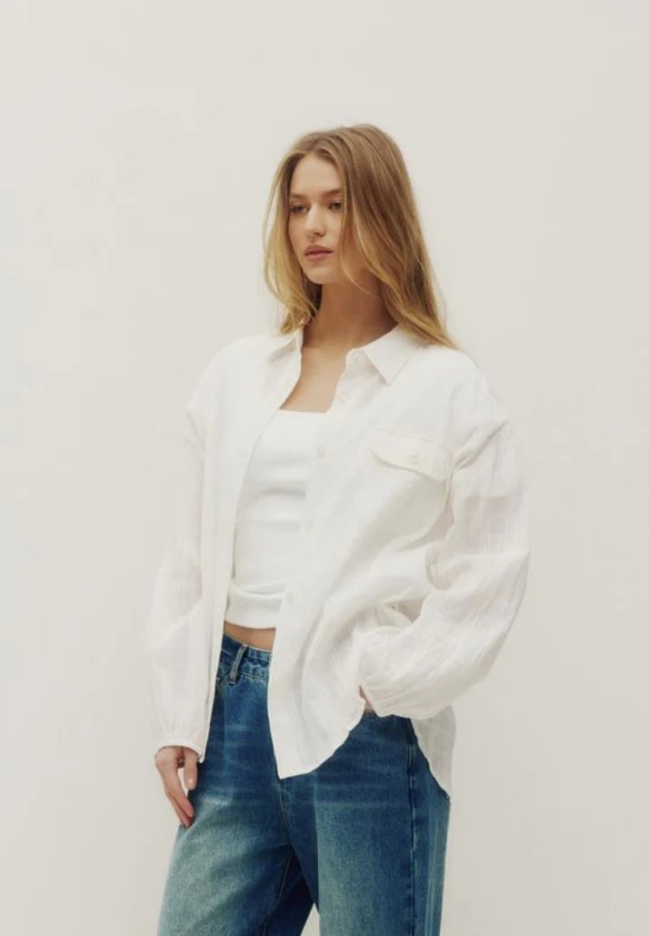 FLORENCE SMOCKING SHIRT "WHITE"