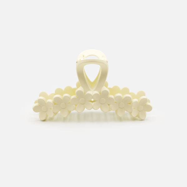 IVORY PLASTIC FLOWER CLIP WITH MATTE FINISH