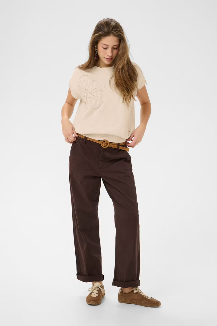CRDELA KNIT SLIPOVER W DECO "OAT MELANGE"