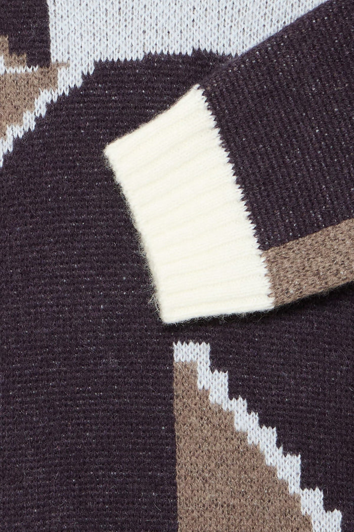 CFBIRK GEOMETRIC KNIT WITH POLO COLLAR "ROASTED CASHEW"
