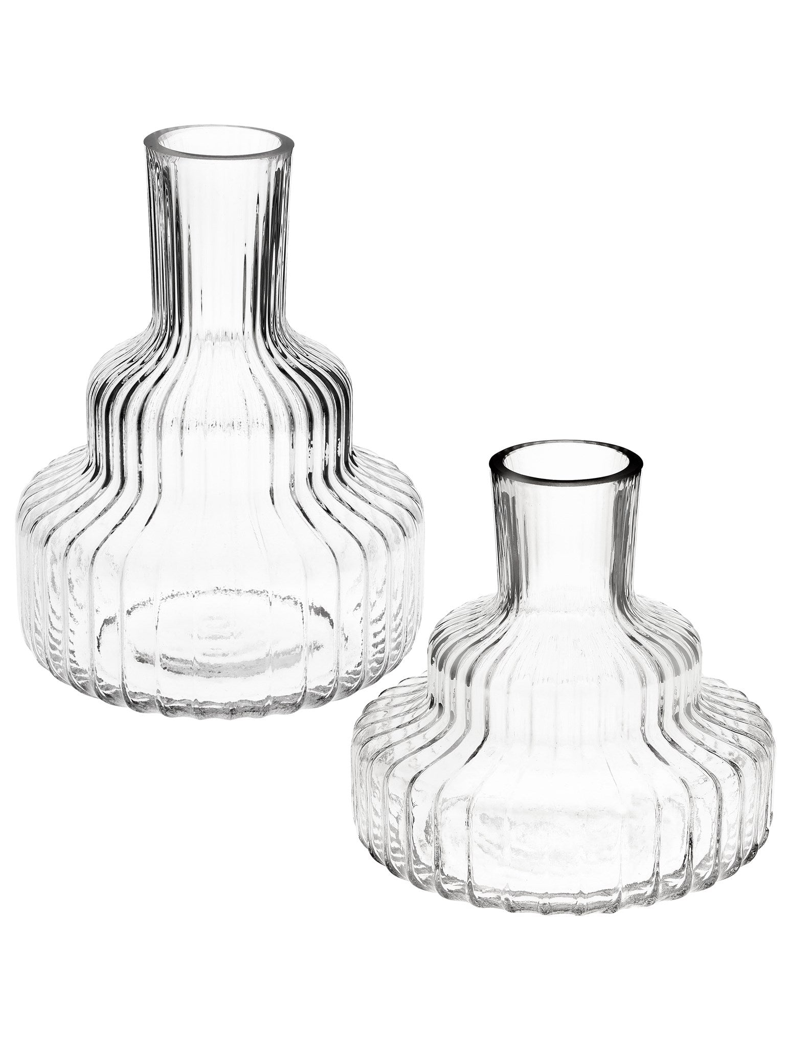 LARGE GLASS RIBBED VASE - CLEAR