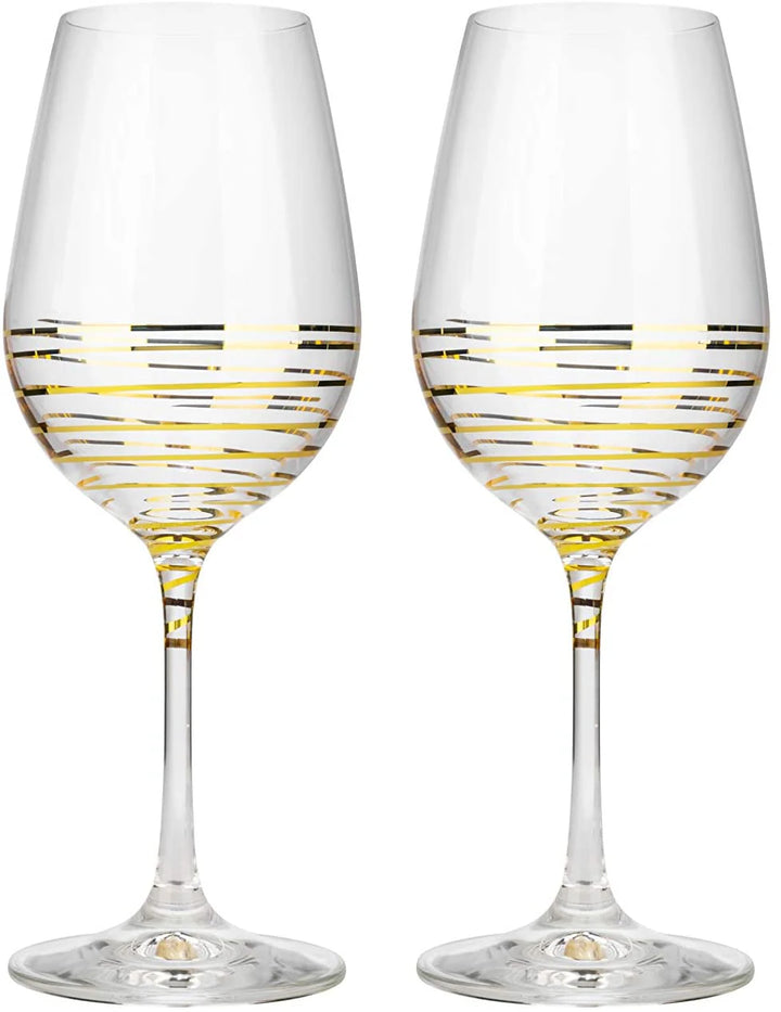 SPIRAL GOLD WINE GLASSES 350ML - BOX OF 2