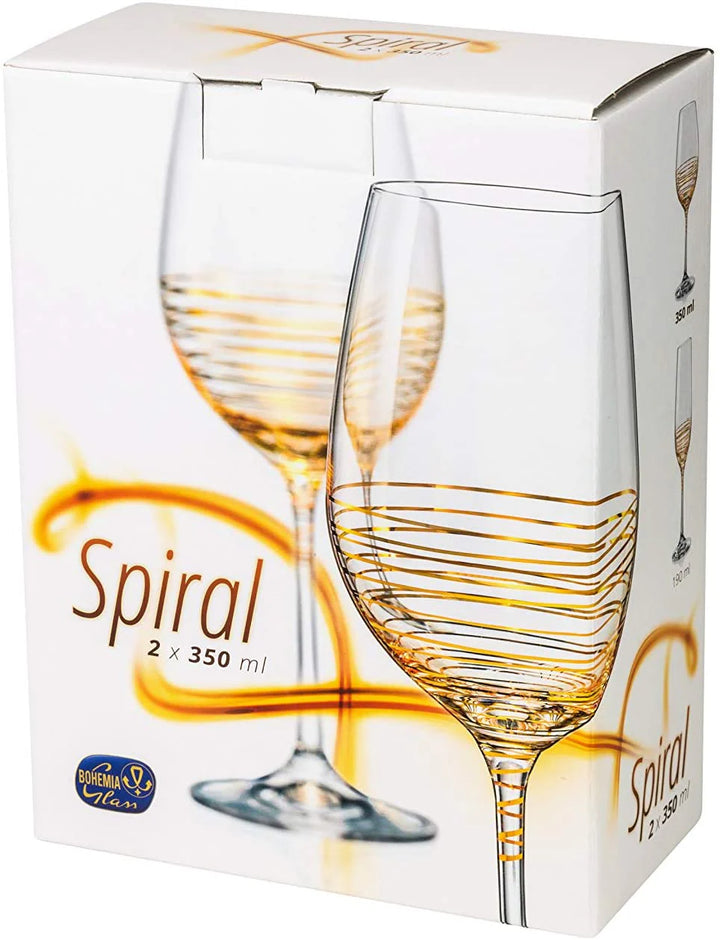 SPIRAL GOLD WINE GLASSES 350ML - BOX OF 2