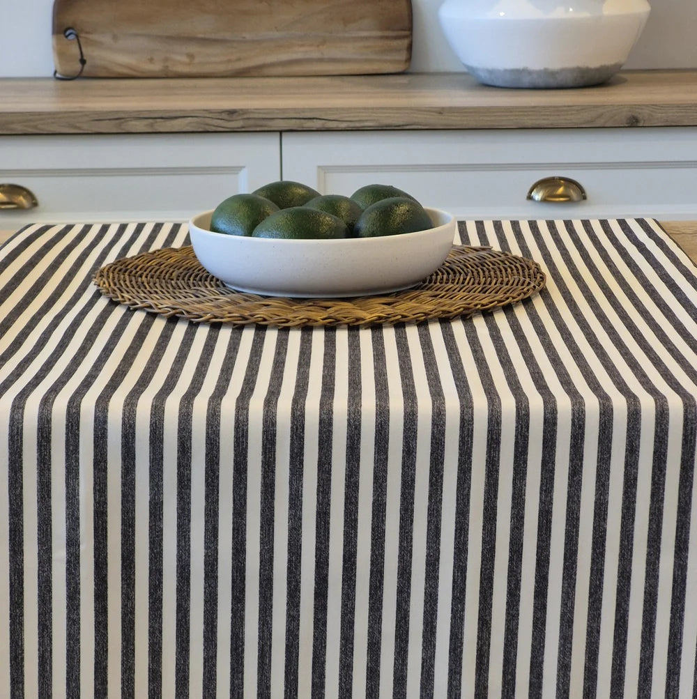 SEACOAST GREY STRIPED TABLECLOTH 60X108