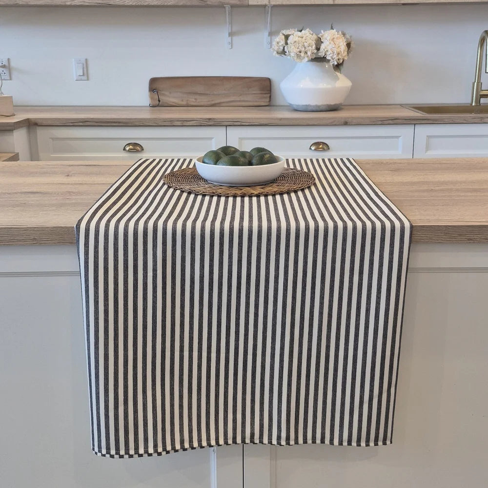 SEACOAST GREY STRIPED TABLECLOTH 60X108
