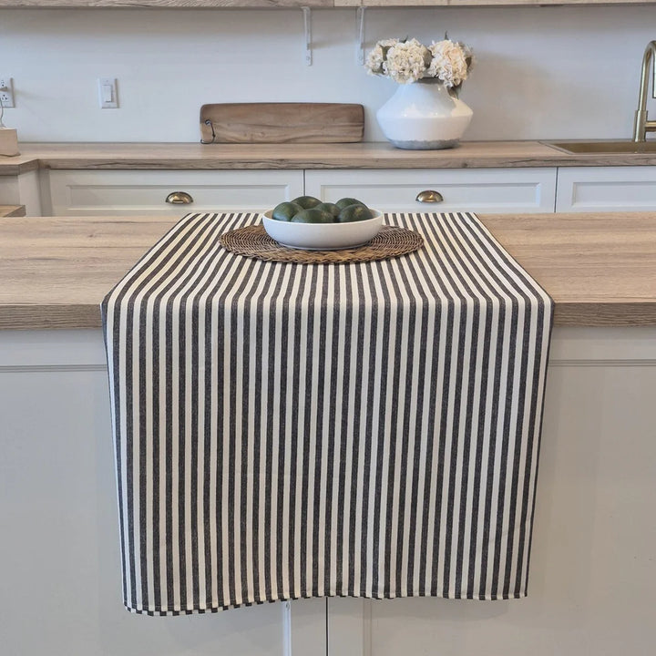 SEACOAST GREY STRIPED TABLECLOTH 60X108