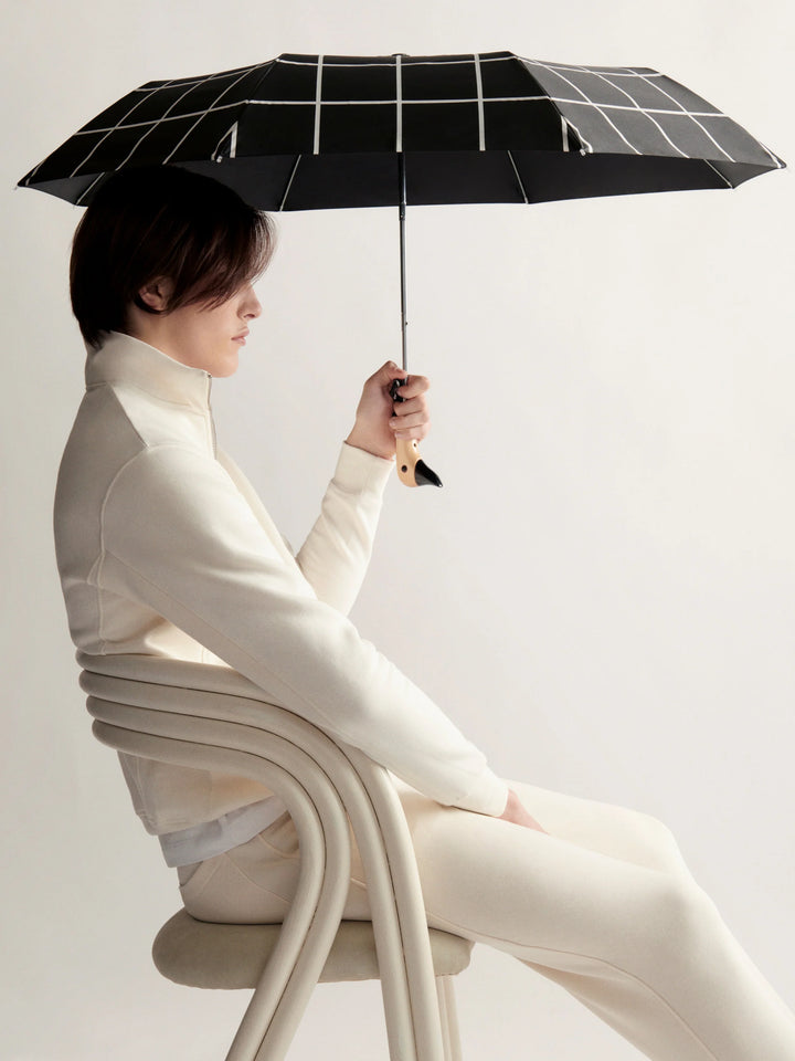 DUCKHEAD BLACK GRID ECO-FRIENDLY COMPACT UMBRELLA