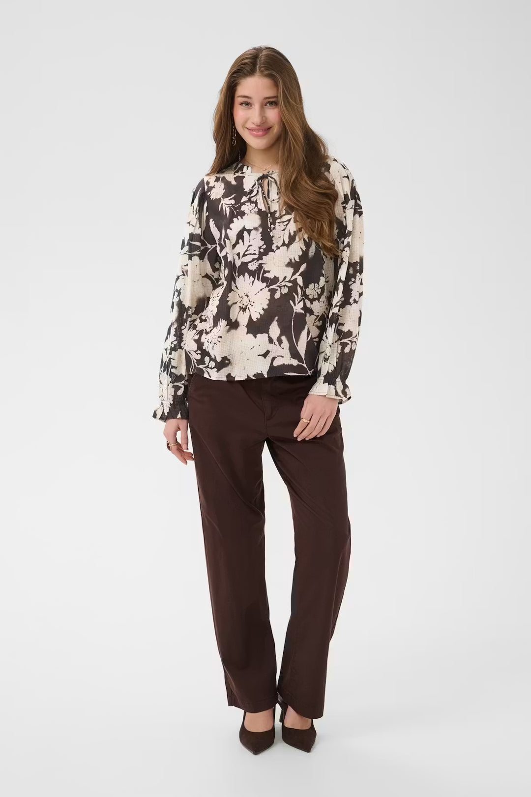 CRHAILEY BLOUSE "DARK BROWN FLOWER"