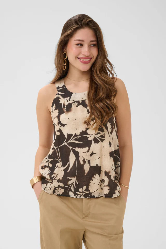 CRHAILEY HALTERNECK "DARK BROWN FLOWER"