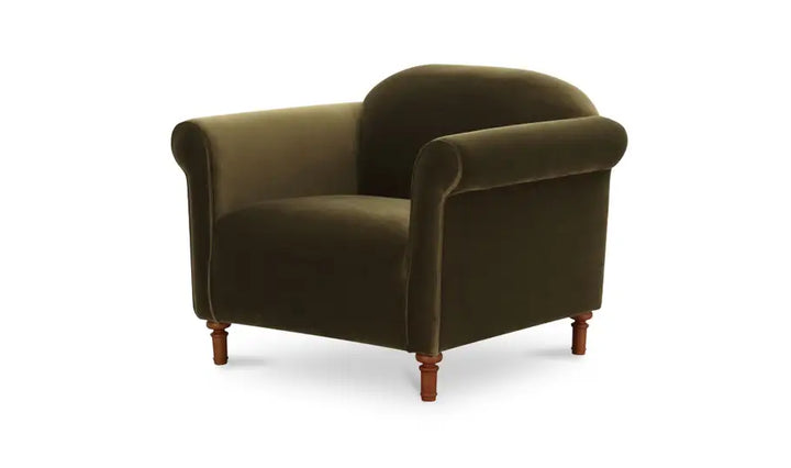 HARMONY ACCENT CHAIR "DARK GREEN FAUX MOHAIR"