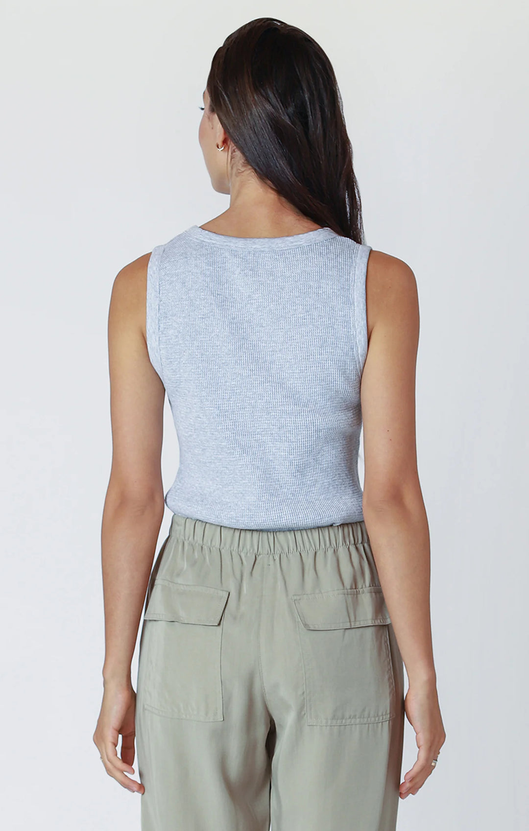 WAFFLE KNIT TANK "LIGHT HEATHER GREY"