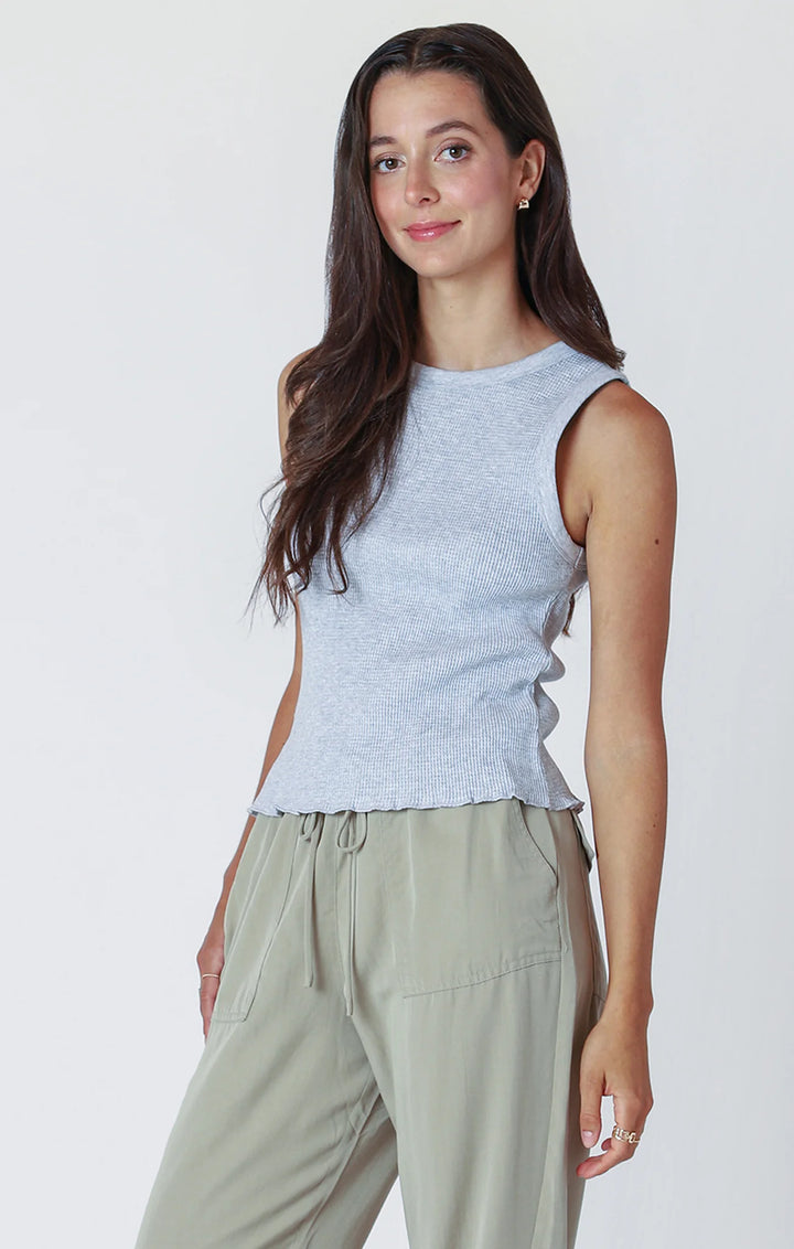 WAFFLE KNIT TANK "LIGHT HEATHER GREY"