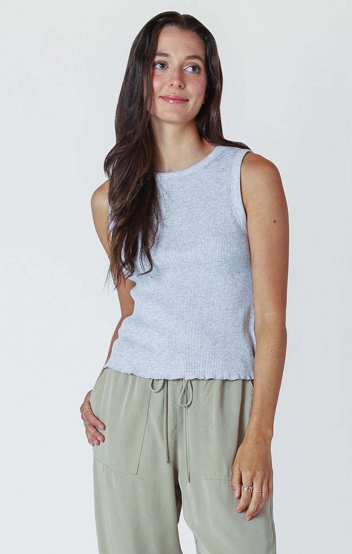 WAFFLE KNIT TANK "LIGHT HEATHER GREY"