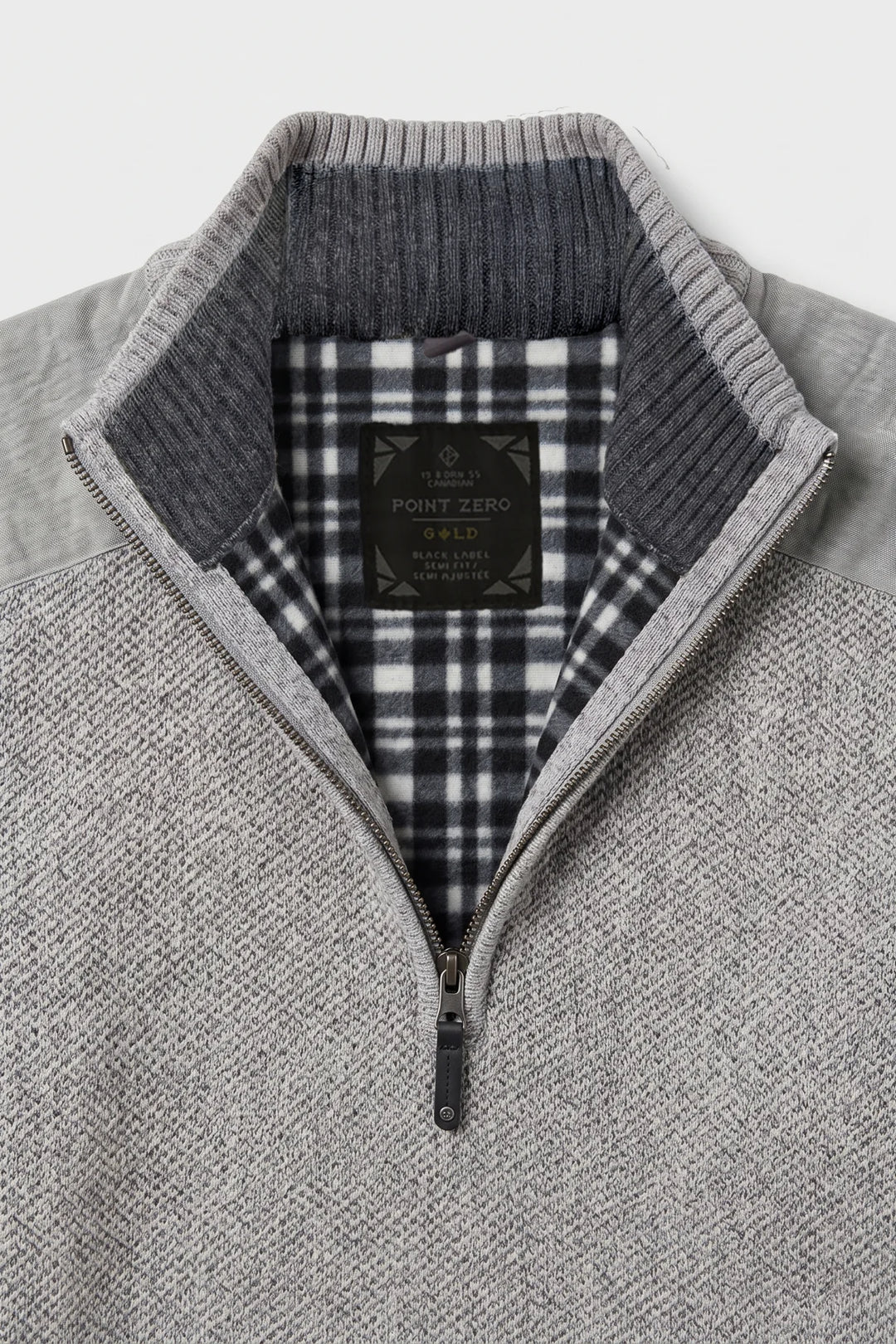 HELFRIED - BONDED MOCK-ZIP CHENILLE SWEATER "GREY"