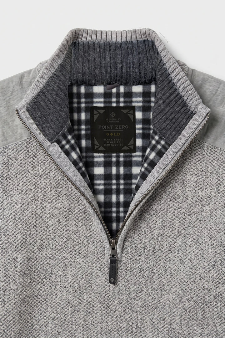 HELFRIED - BONDED MOCK-ZIP CHENILLE SWEATER "GREY"
