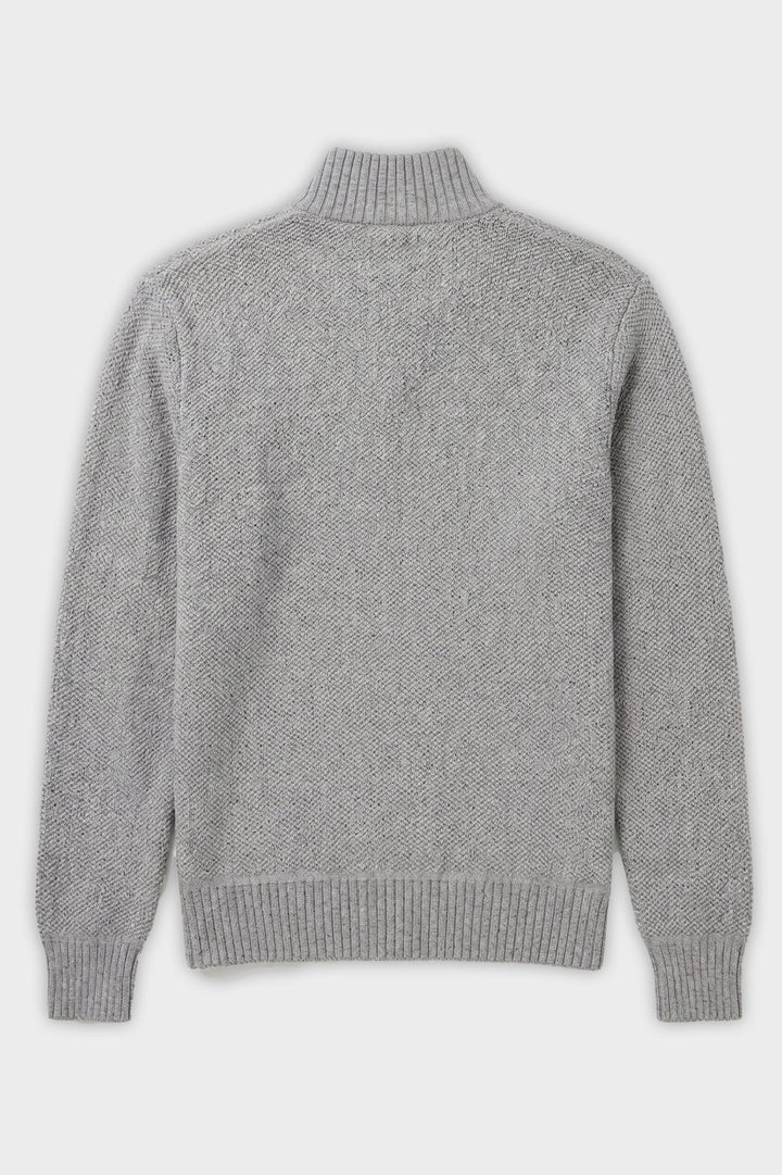 HELFRIED - BONDED MOCK-ZIP CHENILLE SWEATER "GREY"