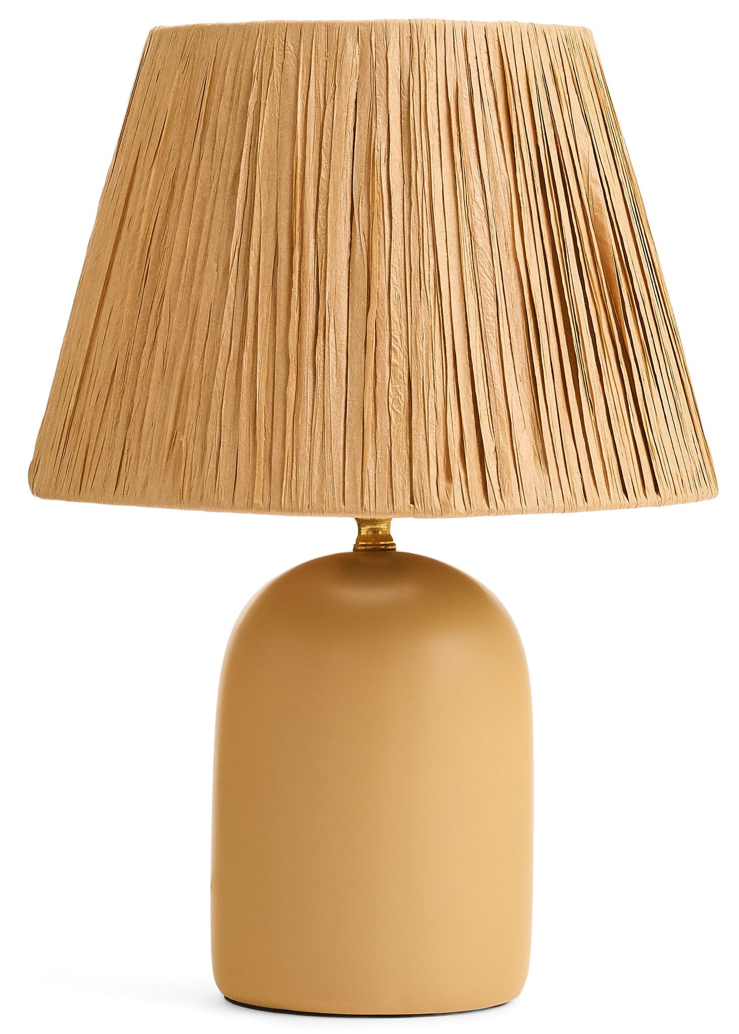 TABLE LAMP CERAMIC BASE WITH RAFFIA SHADE - HONEY/NATURAL