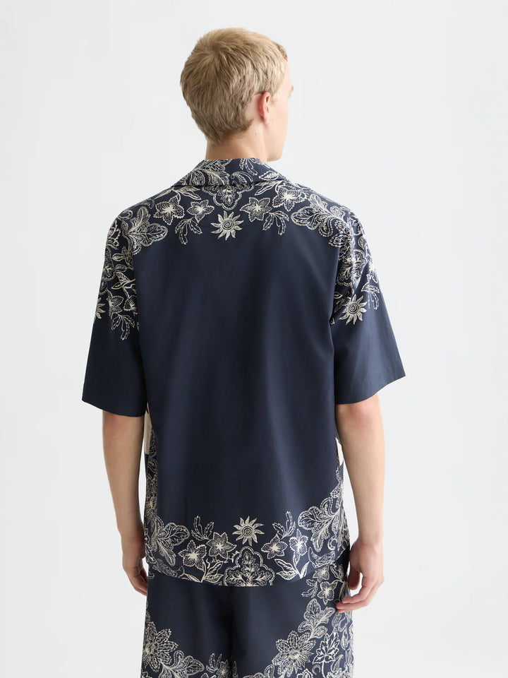 PRINTED RELAXED SHORT SLEEVE SHIRT "HORSE BANDANA DRESS BLUES"